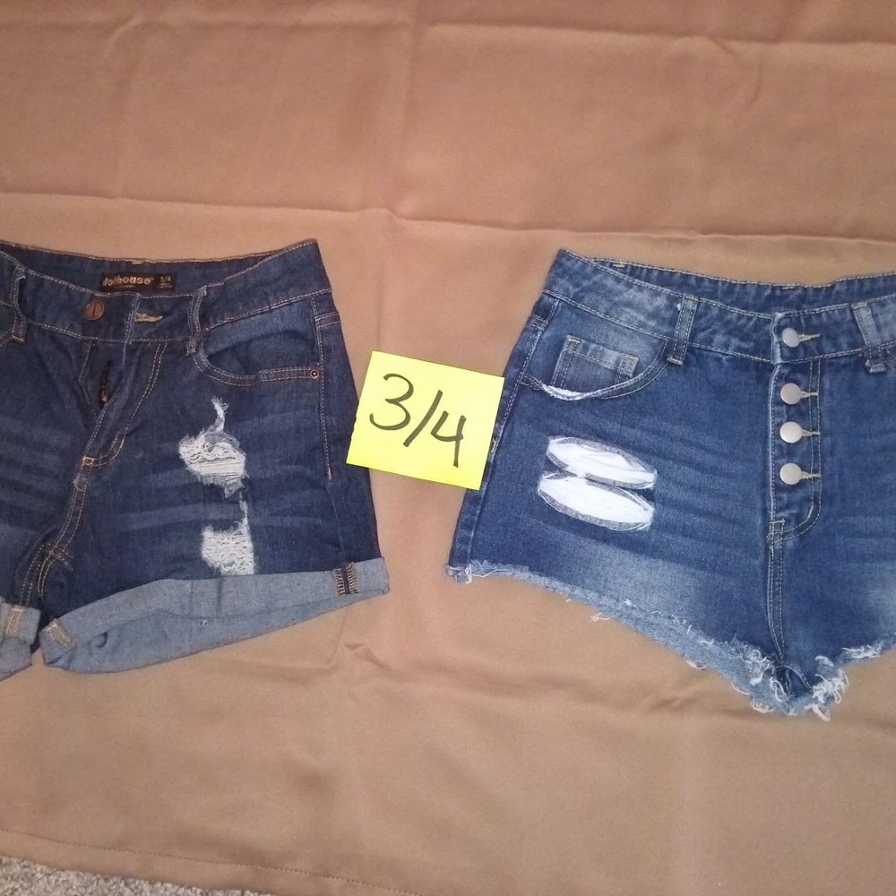 Dollhouse Dark and Light Blue Jean Shorts Set